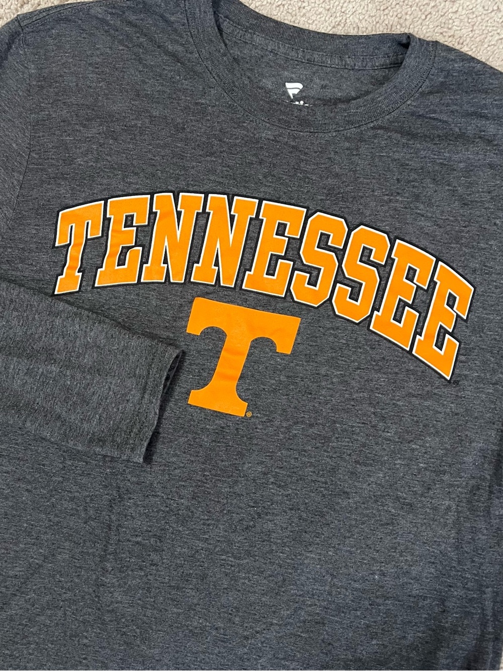Fanatics NCAA Tennessee Volunteers Long Sleeve Tee in Charcoal Orange Sz Medium